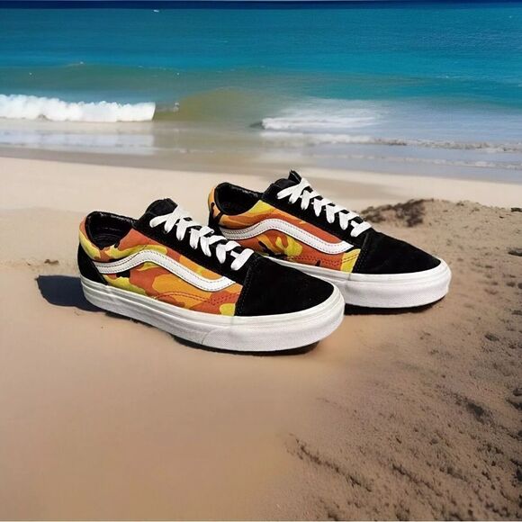 Vans Old Skool Pop Camo Orange Women's Sneakers Size 7M - Picture 1 of 16